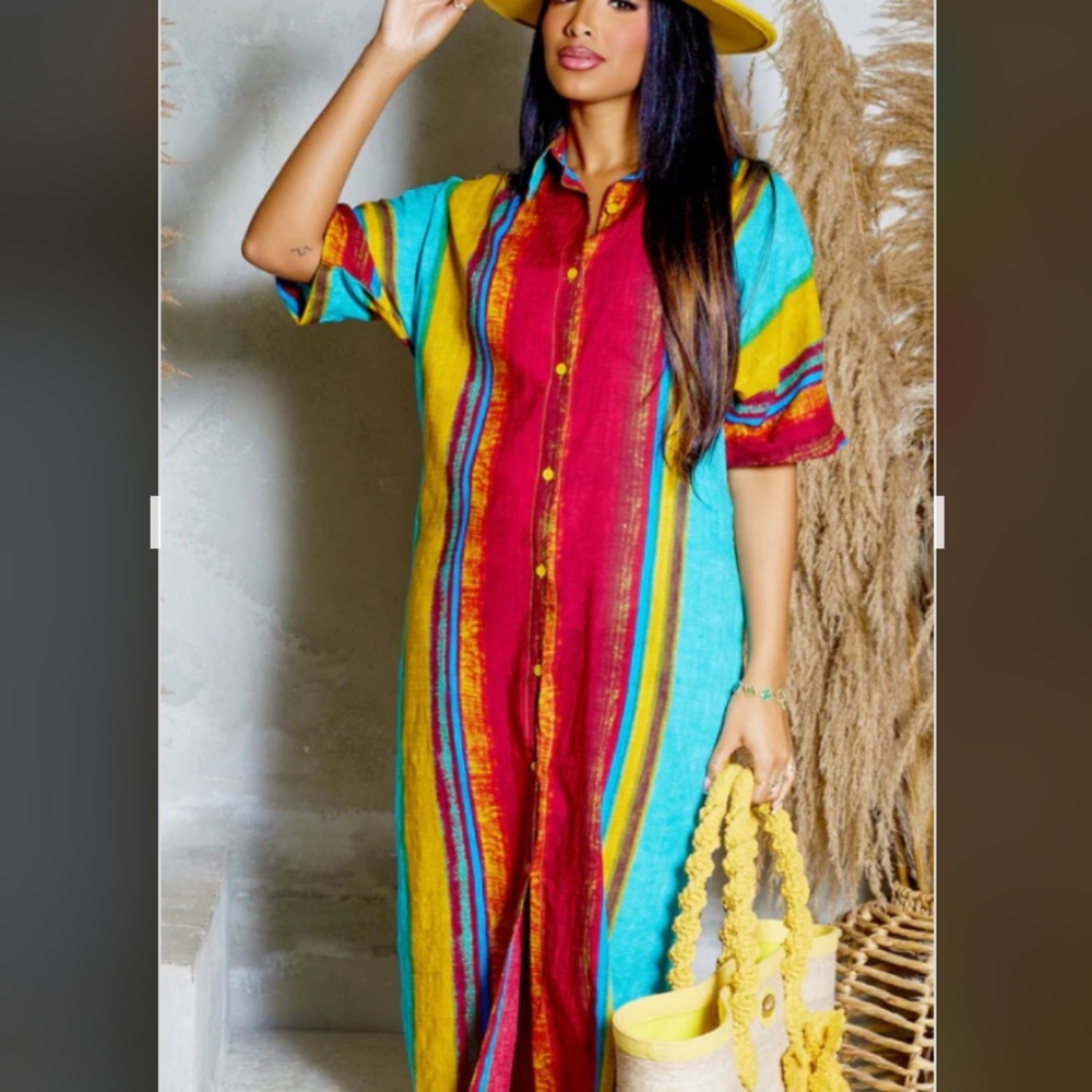 Colorful Striped Shirt Dress by Dress Day